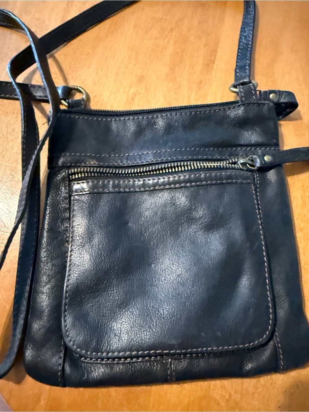 Fossil Navy Blue Leather Crossbody Bag
